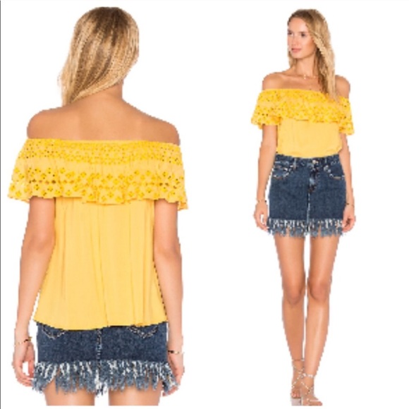 Sanctuary NWT Off The Shoulder Yellow Top - Picture 1 of 8